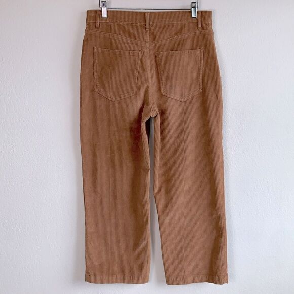 Express High Waisted Rise Cropped Wide Leg Camel Tan Brown Corduroy Pant Sz 6 - Picture 4 of 8